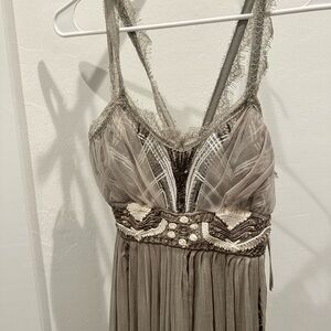 Free people Artemis Maxi Gray Dress with Lace Detail